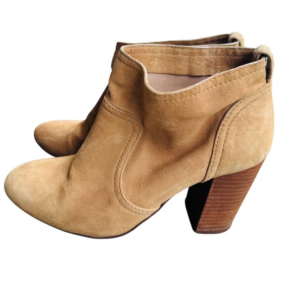 Tory Burch Women's Tan Suede Block Heel Leather Ankle Boots Size 7.5M - Picture 6 of 10